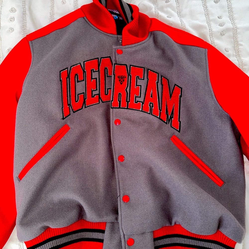 Ice Cream College Varsity Jacket - Red